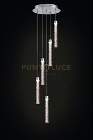 Crackle , lampadario sospeso cromo 5 luci led 24w, 4000k, lm 2040lm...