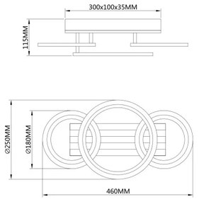 Globo 67360D3 - Plafoniera LED BLEVINS LED/21W/230V 3000/4200/600K 25x46cm