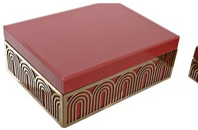 Scatola-Portagioie DKD Home Decor Metallo (2 Unità) (25 x 18 x 10 cm)