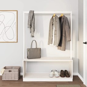 Appendiabiti Porta Scarpe Bianco 113x40x157,5 Cm Massello Pino /
