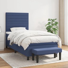 Giroletto A Molle Con Materasso Blu 90x190 Cm İn Tessuto /
