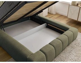 Letto matrimoniale imbottito verde contenitore e rete inclusi 180x200 cm Denali - Bobochic Paris