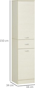 Mobile a Colonna per Bagno 34x34x150 cm 2 Ante 1 Cassetto Color Legno...
