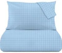 Parure copripiumino matrimoniale bluette Pied de poule in cotone