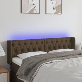 Testiera A Led Marrone Scuro 163x16x78/88 Cm İn Tessuto /