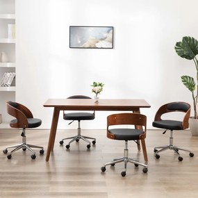 Sedie Da Pranzo Girevoli 4pz Nere İn Legno Curvato E Similpelle /