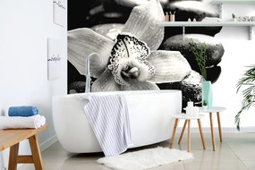 Carta da parati – Orchidea esotica bianco e nero