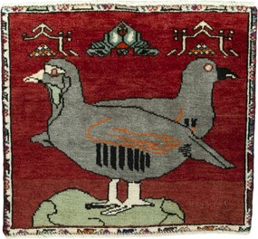 Gabbeh Tappeto 50x50 Rosso (Iran) Annodato A Mano