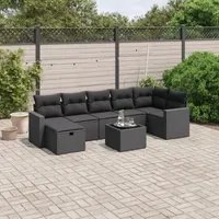 Set Divani da Giardino con Cuscini 8 pz Nero in Polyrattan 3263511