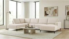 Divano angolare beige (con penisola a sinistra/a U) con rivestimento in ciniglia Fabian – Scandic