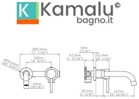 Kamalu - miscelatore lavabo da incasso nero opaco linea curva | kam-arte nero