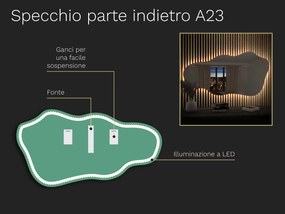 Specchio organico LED con illuminazione A23 60x32