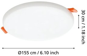 Eglo 900964 -Lampada LED da incasso per bagni RAPITA 11,5W/230V diametro 15,5cm IP65