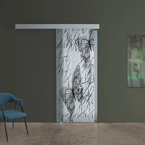 Porta scorrevole Butterfly in alluminio bianco, L 88 x H 215 cm, con binario Atelier argento Sinistra