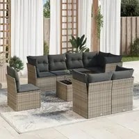 Set Divano da Giardino 9 pz con Cuscini Grigio in Polyrattan 3217940