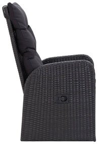 Set da pranzo da giardino 7 pz con cuscini nero