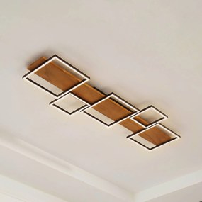 Plafoniera LED Lindby Bolgar, bianco/nero, legno, a 5 luci.