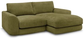 Divano angolare color kaki (con penisola a destra/con chaise lounge) con rivestimento in ciniglia Leonore – Bobochic Paris