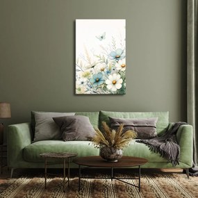 Quadro su tela – Fiori di prato con farfalle
