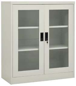 Armadio Per Ufficio Grigio Chiaro 90x40x105 Cm İn Acciaio /