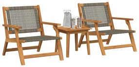 Set da giardino : 3 pezzi in legno massello di acacia, grigio