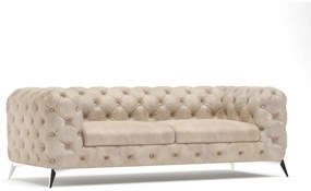 Divano beige con rivestimento in velluto 225 cm Chelsea – Ropez