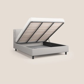 Emma letto contenitore con cuscini mobili in microfibra smacchiabile T11 grigio chiaro