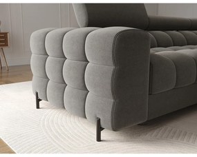 Divano angolare grigio tortora allungabile/con contenitore (con penisola a destra/con chaise lounge) con rivestimento in velluto Felro – ELTAP