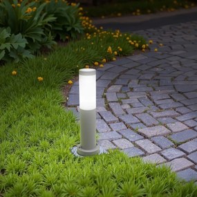 Paletto da Giardino 40cm acciaio inox GRIGIO IK06 IP54 base E27 Colore Grigio