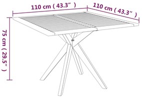 Tavolo da Giardino 110x110x75 cm in Legno Massello Di Acacia