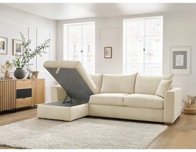 Divano angolare color crema allungabile (con composizione variabile) con rivestimento in velluto a coste Augustin – Bobochic Paris