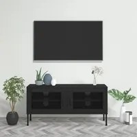 Mobile TV Nero 105x35x50 cm in Acciaio 336241