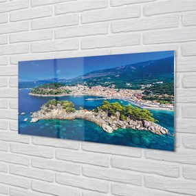 Quadro acrilico Mare della città della Grecia Panorama 100x50 cm