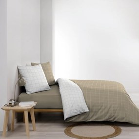 Set copripiumino e federa bianco/beige in cotone per letto matrimoniale 200x200 cm Cadria – douceur d'intérieur