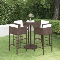 Set da Bar da Giardino 5 pz con Cuscini in Polyrattan Marrone 3094774