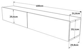 Mobile Tv Sospeso 180x32x30 Effetto Legno Rovere E Verde Salvia Frame