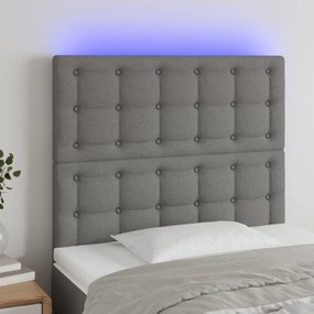 Testiera A Led Grigio Scuro 80x5x118/128 Cm İn Tessuto /