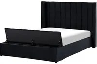 Letto velluto di colore nero rete a doghe e cassapanca 140 x 200 cm camera da letto