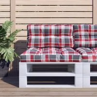 Cuscino per Pallet a Quadri Rossi 80x40x12 cm in Tessuto 360614