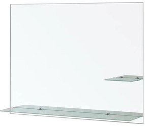 Specchio bagno 80x60 cm a filo lucido con mensole in vetro satinato