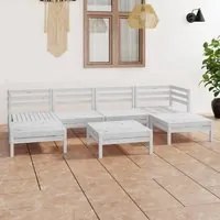 Set Divani da Giardino 7 pz Bianco in Legno Massello di Pino cod mxl 69783