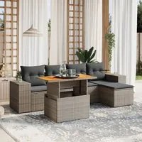 Set Divano da Giardino 6 pz con Cuscini Grigio in Polyrattan 3272614