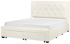 Letto matrimoniale con contenitore velluto crema chiaro 160 x 200 cm LIEVIN Beliani