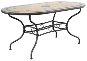 VENTUS - tavolo da giardino ovale in ferro con piano in mosaico 160x90