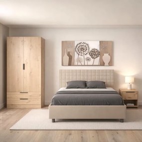 Letto una piazza e mezza senza rete imbottito 120x200 similpelle tortora Sunny