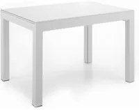 Tavolo Allungabile 120/350x83x75 cm in Metallo con Top in Vetro Bianco