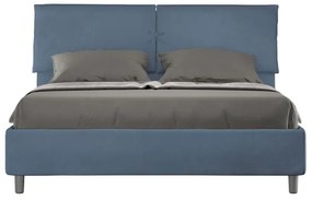 Letto matrimoniale e rete 160x200 in microfibra blu Mados