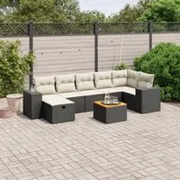 Set Divani da Giardino con Cuscini 8 pz Nero in Polyrattan 3265179