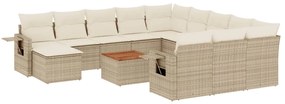 Set divano da giardino 13 pz con cuscini beige in polyrattan