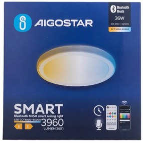 Aigostar - Lampada da soffitto a LED da 36 W, 230 V, con telecomando